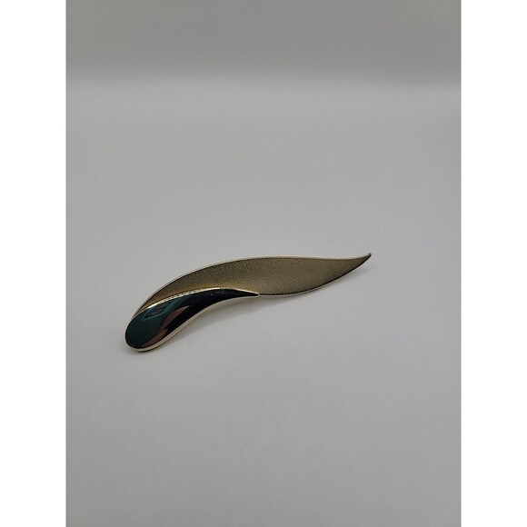 Vintage Brooch Pin Gold Tone Two Tone Textured Abstract Designer Jewelry - Picture 5 of 14